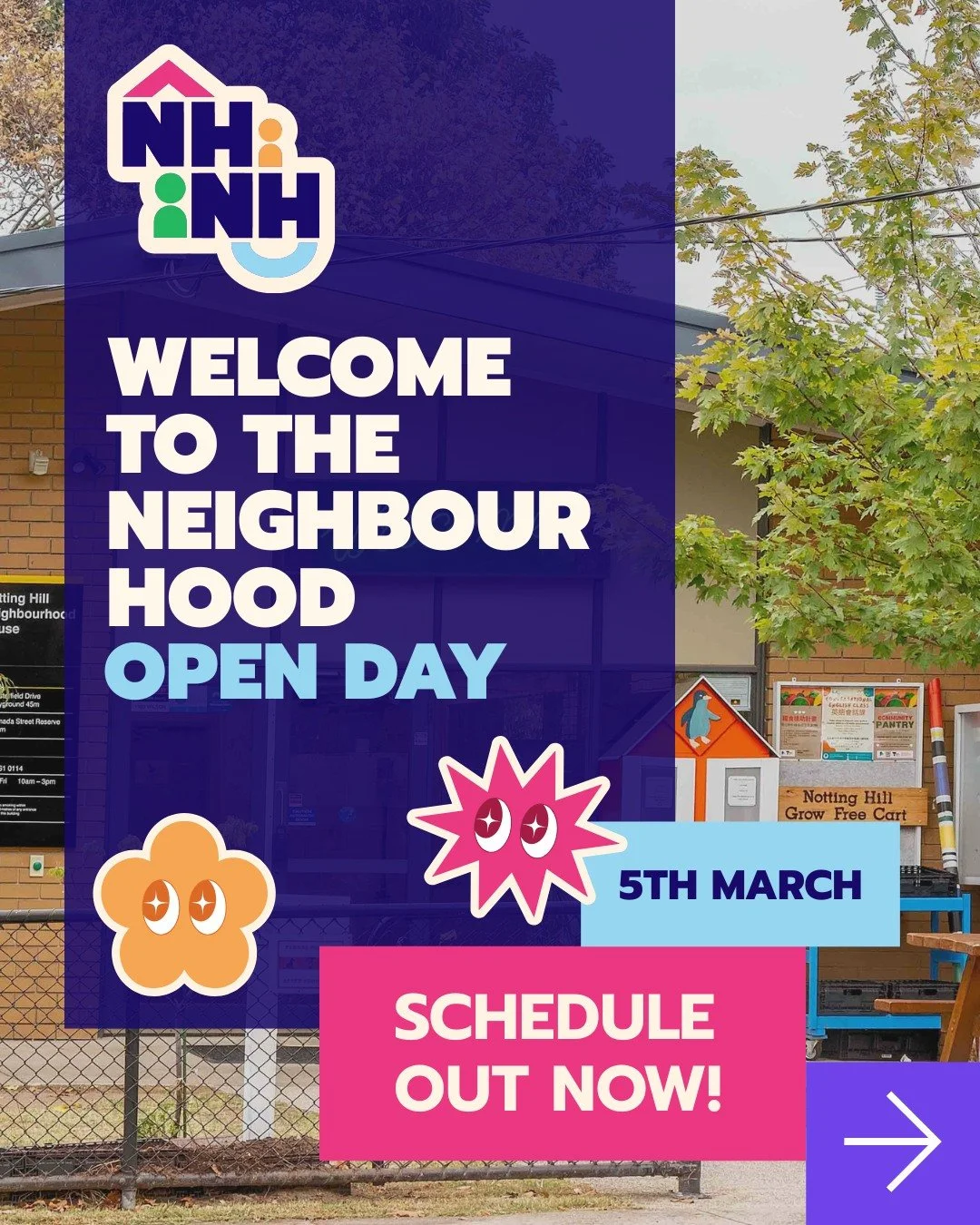 ✨ You&rsquo;re Invited to the NHNH Welcome to the Neighbourhood Day! ✨

Come and experience a full day of fun and community at Notting Hill Neighbourhood House!

Try a Yoga or Tai Chi session, join in Line Dancing, explore Learning English, or meet o