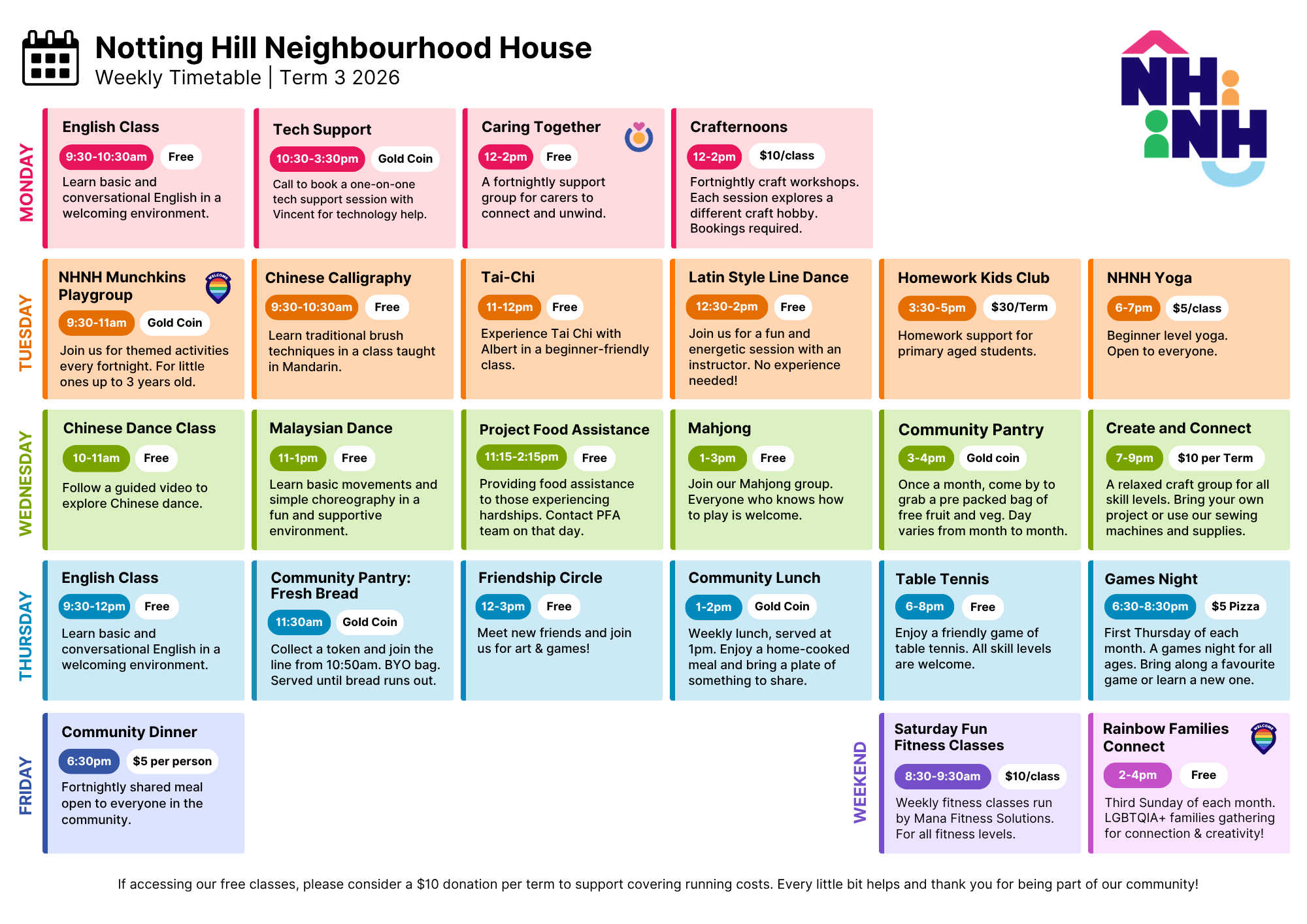 Our Term 3 Timetable