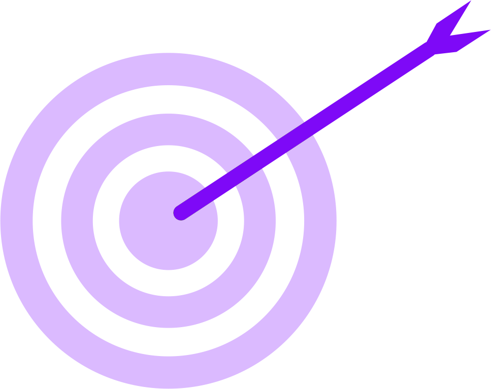 Purple target with an arrow hitting the center.