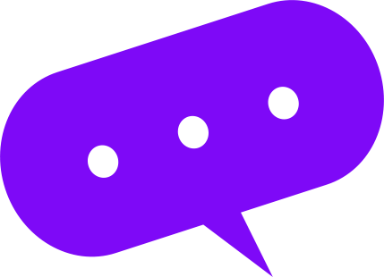 Purple speech bubble with three white dots inside