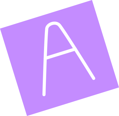 Letter A on a purple square background