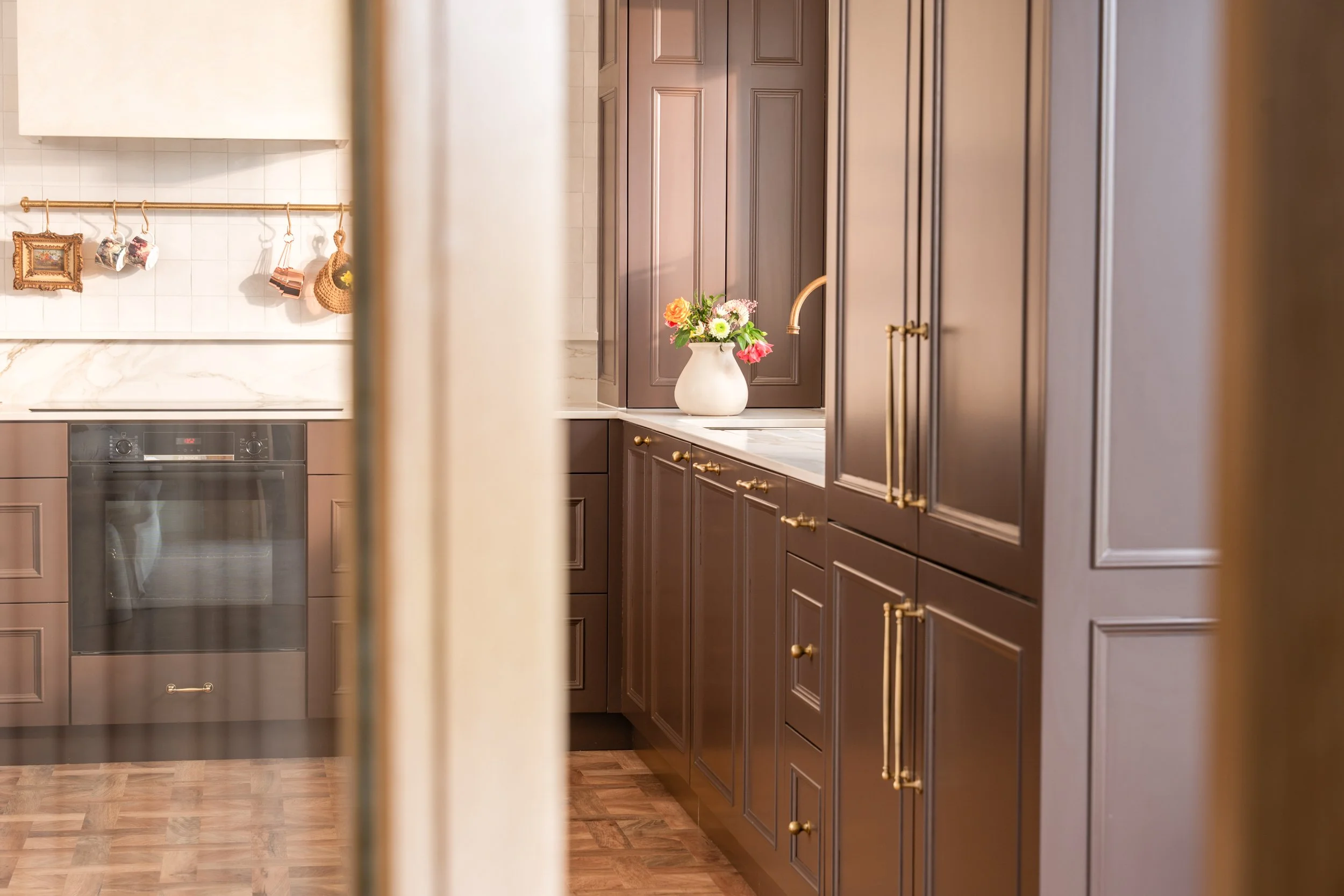 Completed interior at Warrenpoint Residence by Aoife Maria Interiors, featuring bespoke joinery, layered materials and carefully selected furnishings.