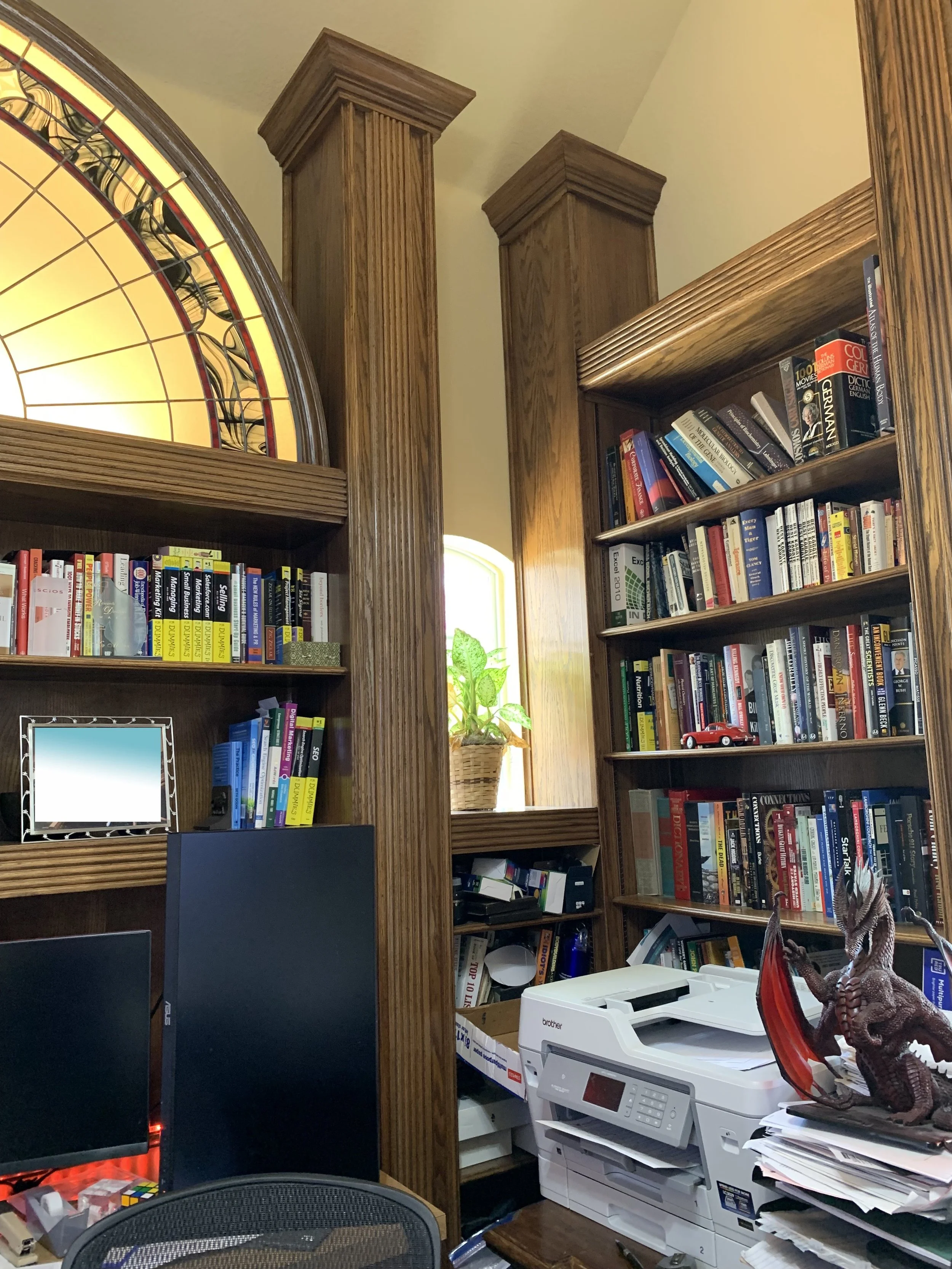 Study: Originally a dark, enclosed space where heavy wood paneling completely obstructed the natural light (Before)