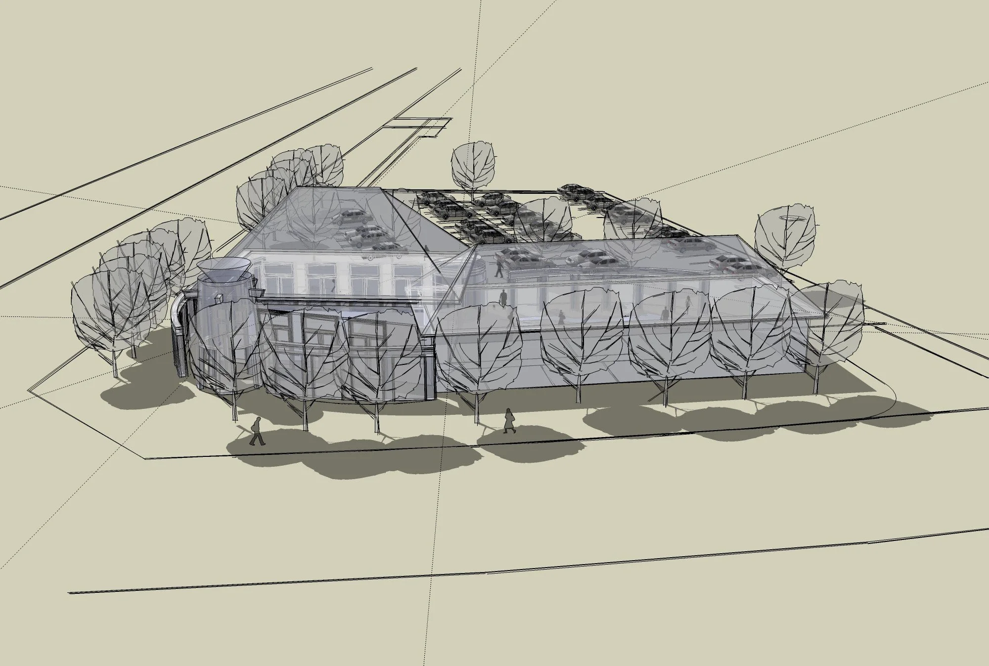 Phase 1: Concept Rendering (Sketchup) for the Grand Peninsula Community Center