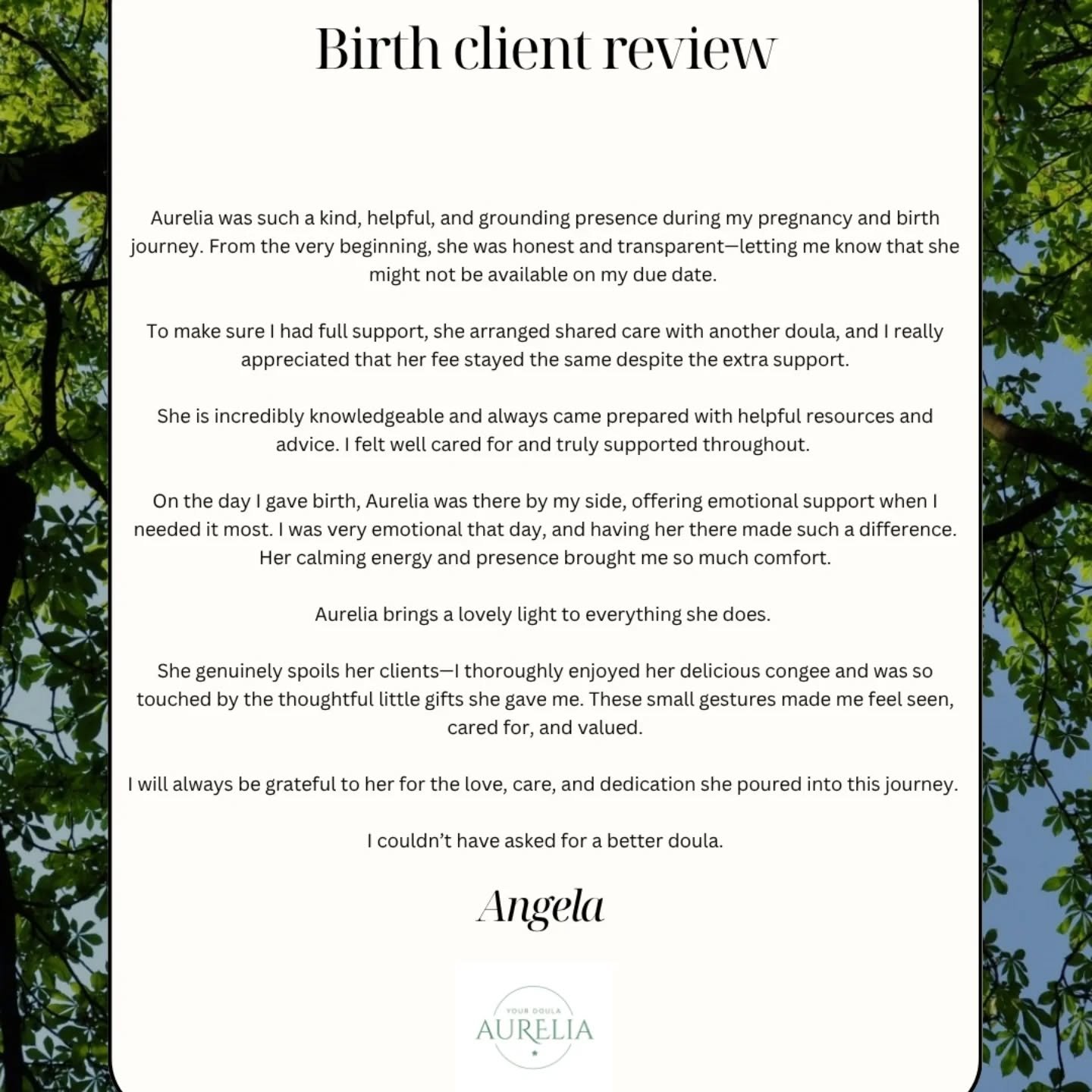 Thank you @angelatuli for the most amazing review 🥹

#clienttestimonial #birthdoula #doulasupport #doulareview #positivebirth #birthsupport #birthreview #testimonial #feedback #happyclient #essexdoula #suffolkdoula #colchesterdoula