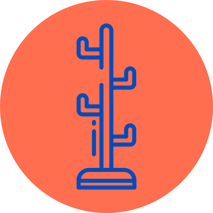 Blue hatstand on orange circle