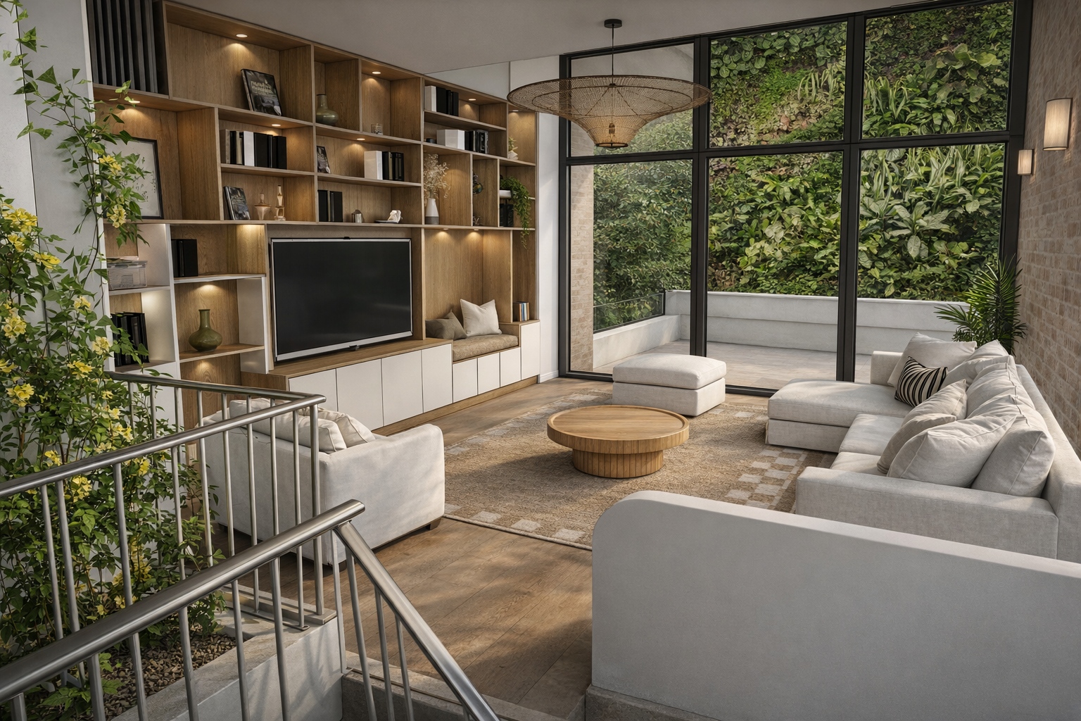 Renovation-maison-poblenou-barcelone-salon-bibliotheque-sur-mesure-architecte-d-interieur-francaise