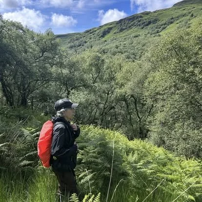 There is always time to gaze at the view on survey days - Torrisdale Glen, E Kintyre