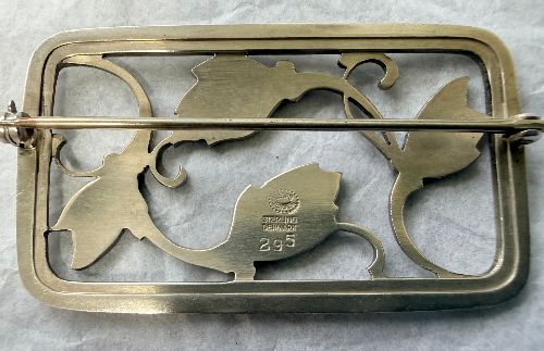 G Jenson silver 925 decorative Brooch with floral and leaf design.