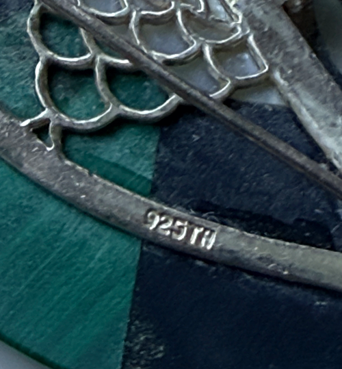 Striking vintage sterling silver fan-shaped brooch in classic Art Deco style (circa 1920s–1940s).