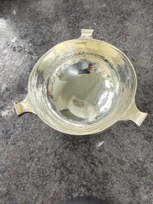 Fine Irish sterling silver three-handled TYG (traditional multi-handled drinking vessel) by West & Son, assayed in Dublin 1928.