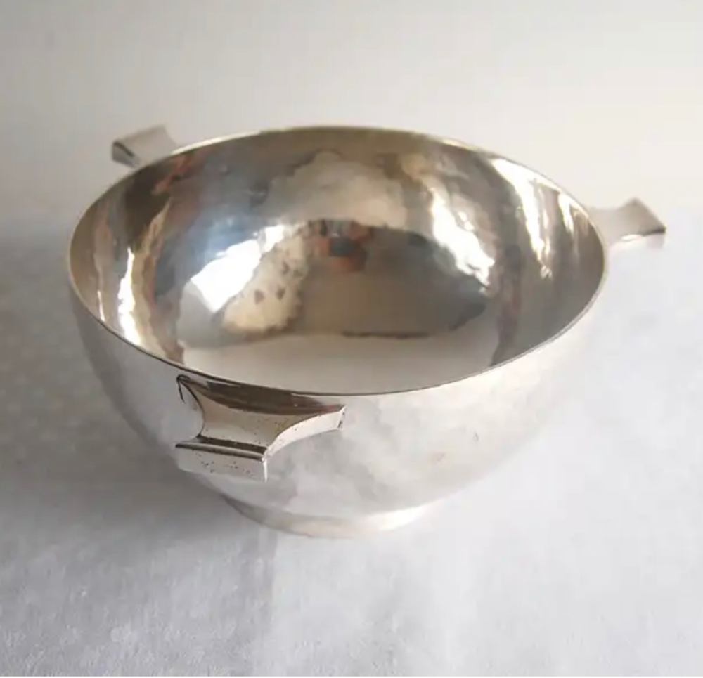 Fine Irish sterling silver three-handled TYG (traditional multi-handled drinking vessel) by West & Son, assayed in Dublin 1928.