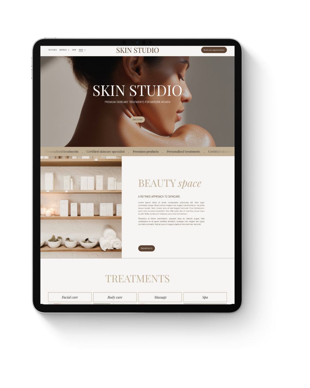 Template Squarespace - site web institut de beauté et esthéticienne