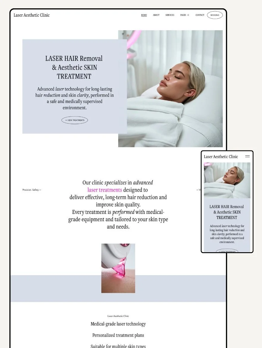 Template squarespace épilation laser clinique esthétique