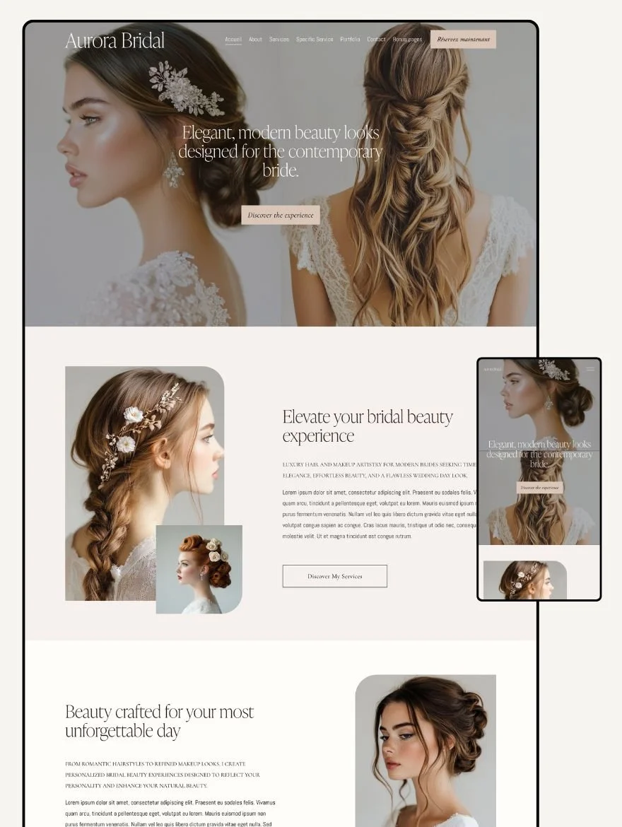 Site Squarespace Beauté mariage coiffeuse maquilleuse