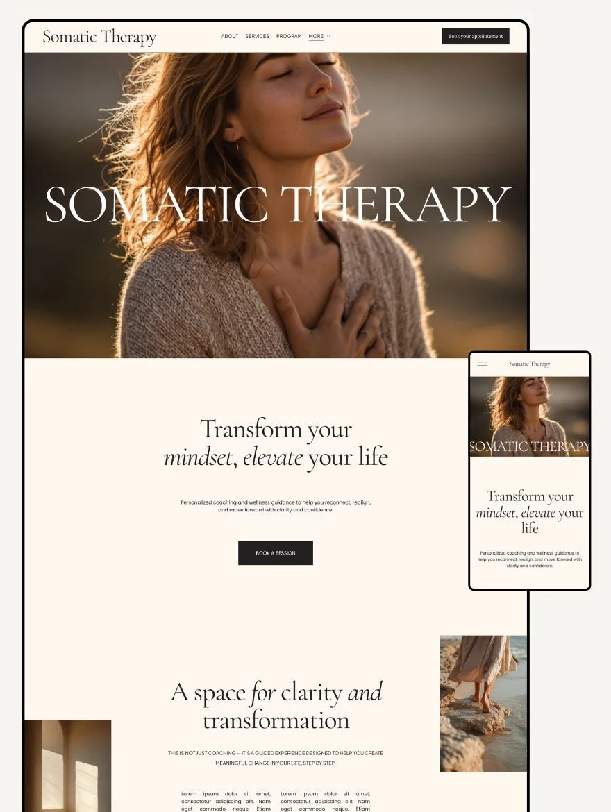 Site Squarespace coach, psychologue, nutrition , therapie
