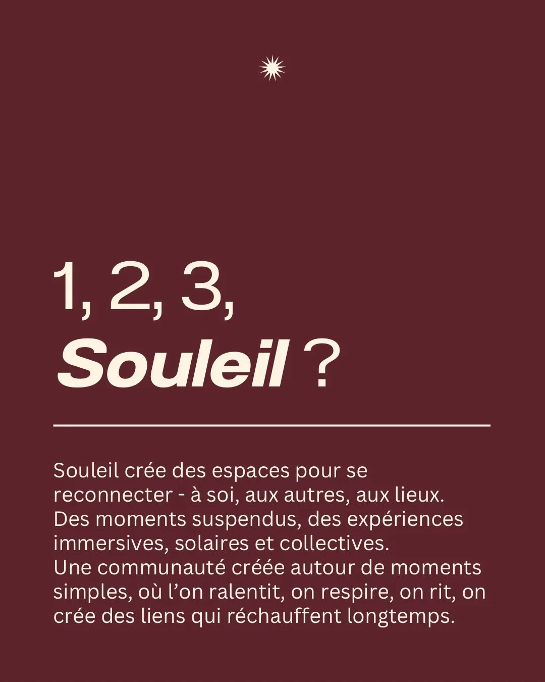 🪩 Et si on vous (re)pr&eacute;sentait Souleil ? 

Souleil Retreat se refait une beaut&eacute; pour 2026 et devient l&rsquo;un des formats de Souleil.

L&rsquo;objectif reste le m&ecirc;me : se reconnecter - &agrave; soi, aux autres, aux lieux. Rasse