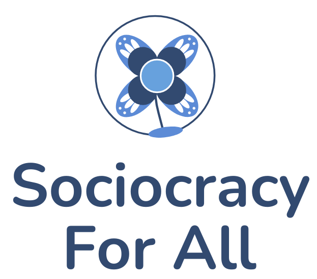 Logo of a butterfly with the words "Sociocracy For All" underneath.