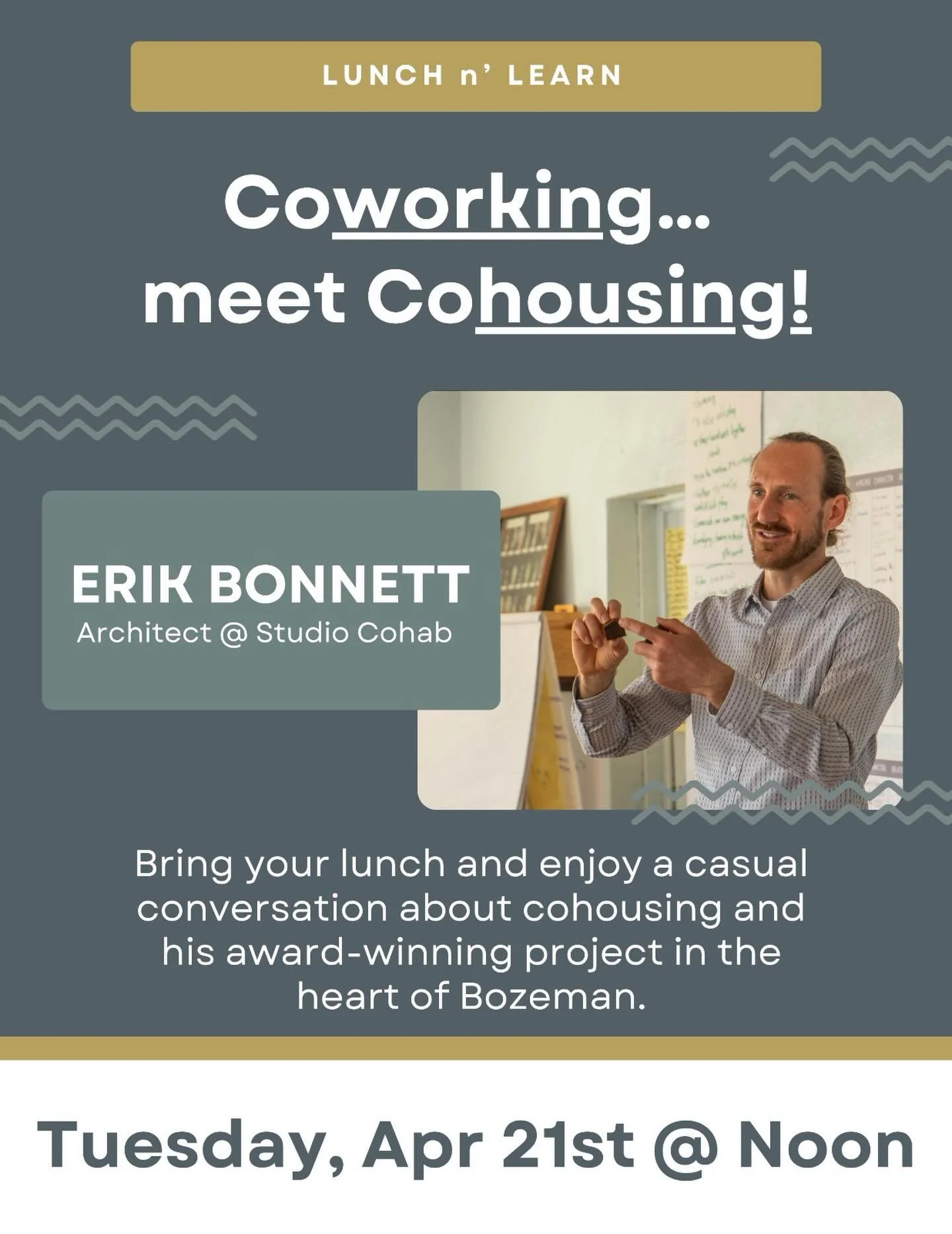 Exciting opportunity for MSU Students today! Erik is hosting a cohousing lunch and learn with the MSU school of architecture! He will be teaching about what cohousing is, how cohousing communities are inspired and developed, and his experience living