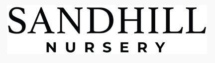 Sandhill Nursery logo with black text on a white background.