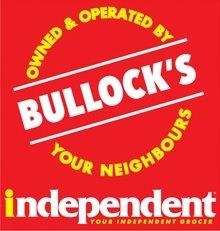 Bullock's owns and operates this business in your neighborhood, as advertised on a red promotional sign for Independent.