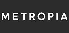 The word 'METROPIA' in white letters on a black background