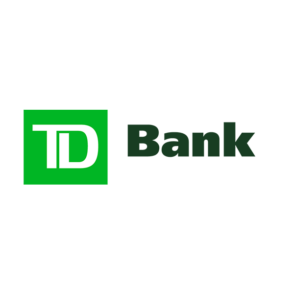 TD Bank logo with green square containing white 'TD' text and the words 'Bank' next to it in black.