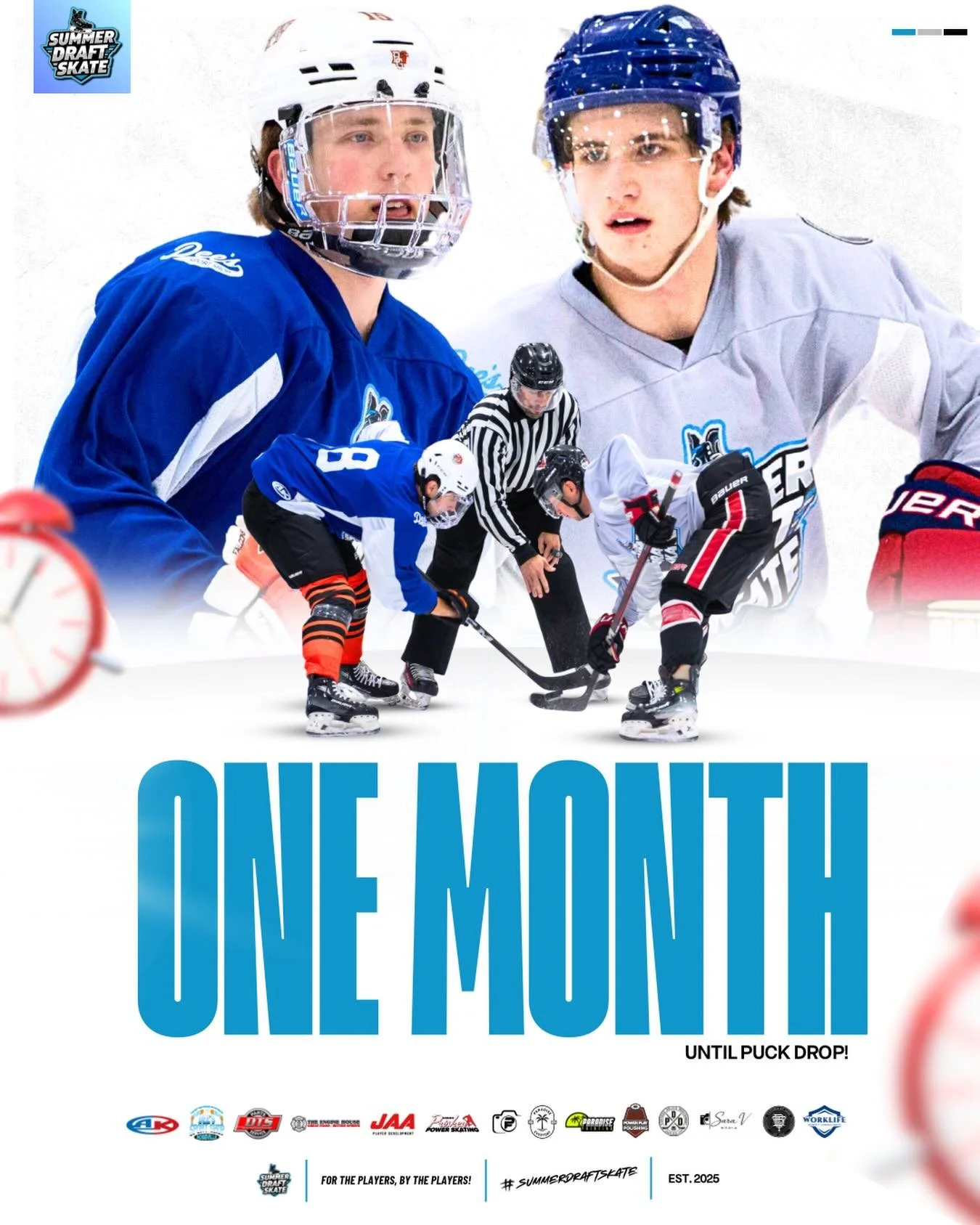 SUMMER SZN OTC!! ⏰⏰⏰

one month until puck drop 🔥

the @summerdraftskate will begin on monday, june 8 and continue every monday and wednesday until wednesday, august 12 🗓️

click the link in our bio for the complete schedule with days and times 📲
