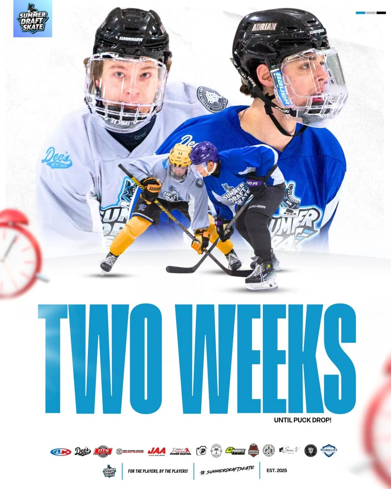 LESS THAN TWO WEEKS UNTIL PUCK DROP!! ⏰⏰⏰

click the link in our bio for the complete schedule 🗓️

remaining spots for the Pro Skate are currently pending and remaining spots for the Elite Skate are extremely limited - if you want to skate, click th