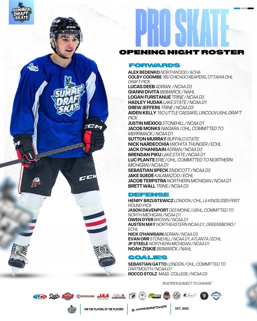 OPENING NIGHT. NEW TEAMS. SAME MISSION 📊

the rosters are set and opening night is here 🔥

at the rink tonight, selected &lsquo;team captains&rsquo; will draft teams from the list of registered players. once teams are drafted, the players receive a