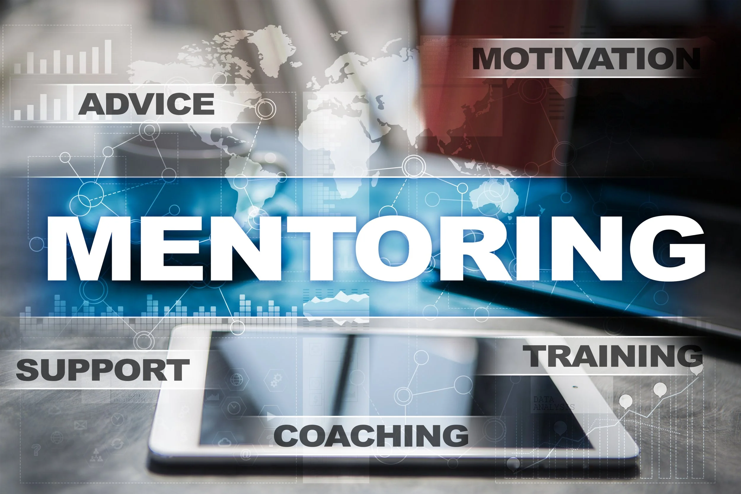 Photo is a graphic of mentorship