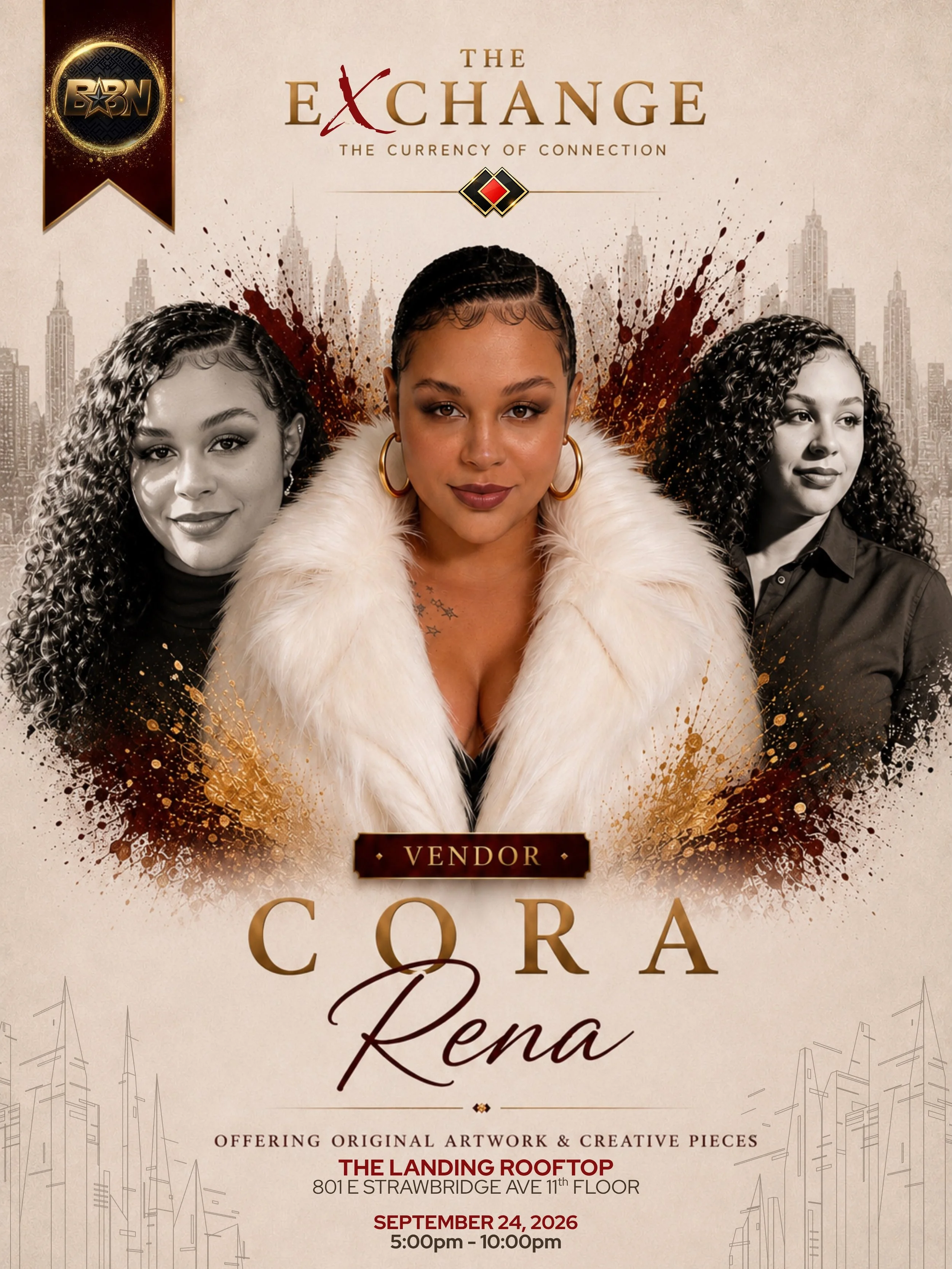 You ever look at a piece of art and feel like it&rsquo;s trying to tell you something?

That&rsquo;s the kind of work Cora Rena creates.

We knew we wanted more than beautiful artwork at The Exchange. 
We wanted artists whose work invites people to s