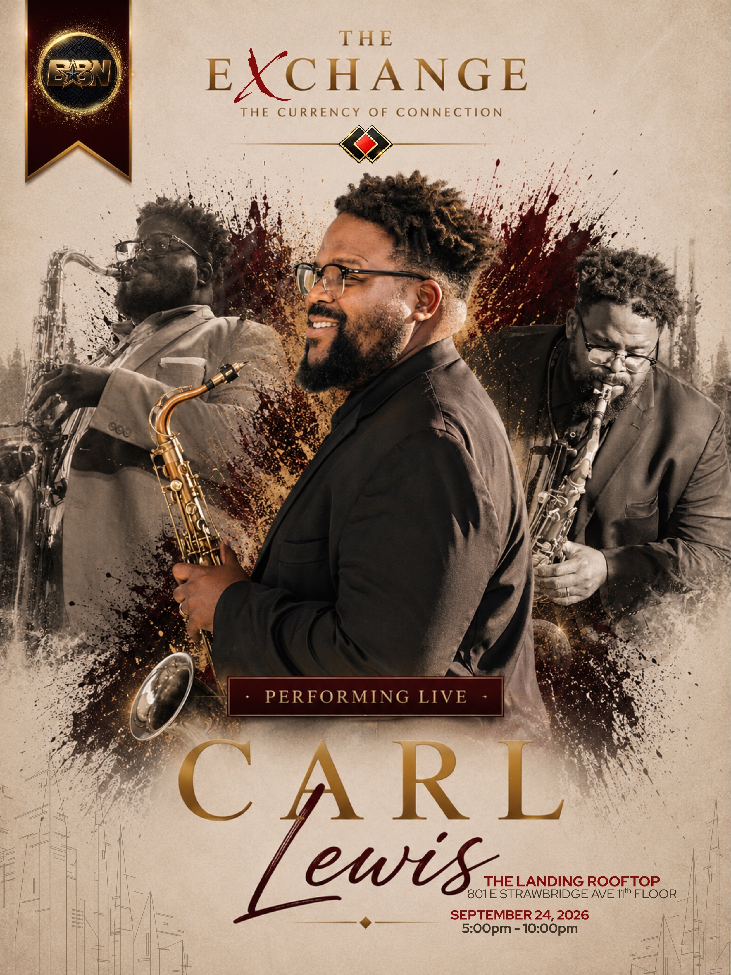 Let&rsquo;s set the mood real quick?

You walk in to the Exchange. You hear a smooth sax roll playing. 
You vibe and step into a full experience of black luxury.

That&rsquo;s exactly what Carl Lewis is about to do!

IYKYK!!!
The moment that saxophon