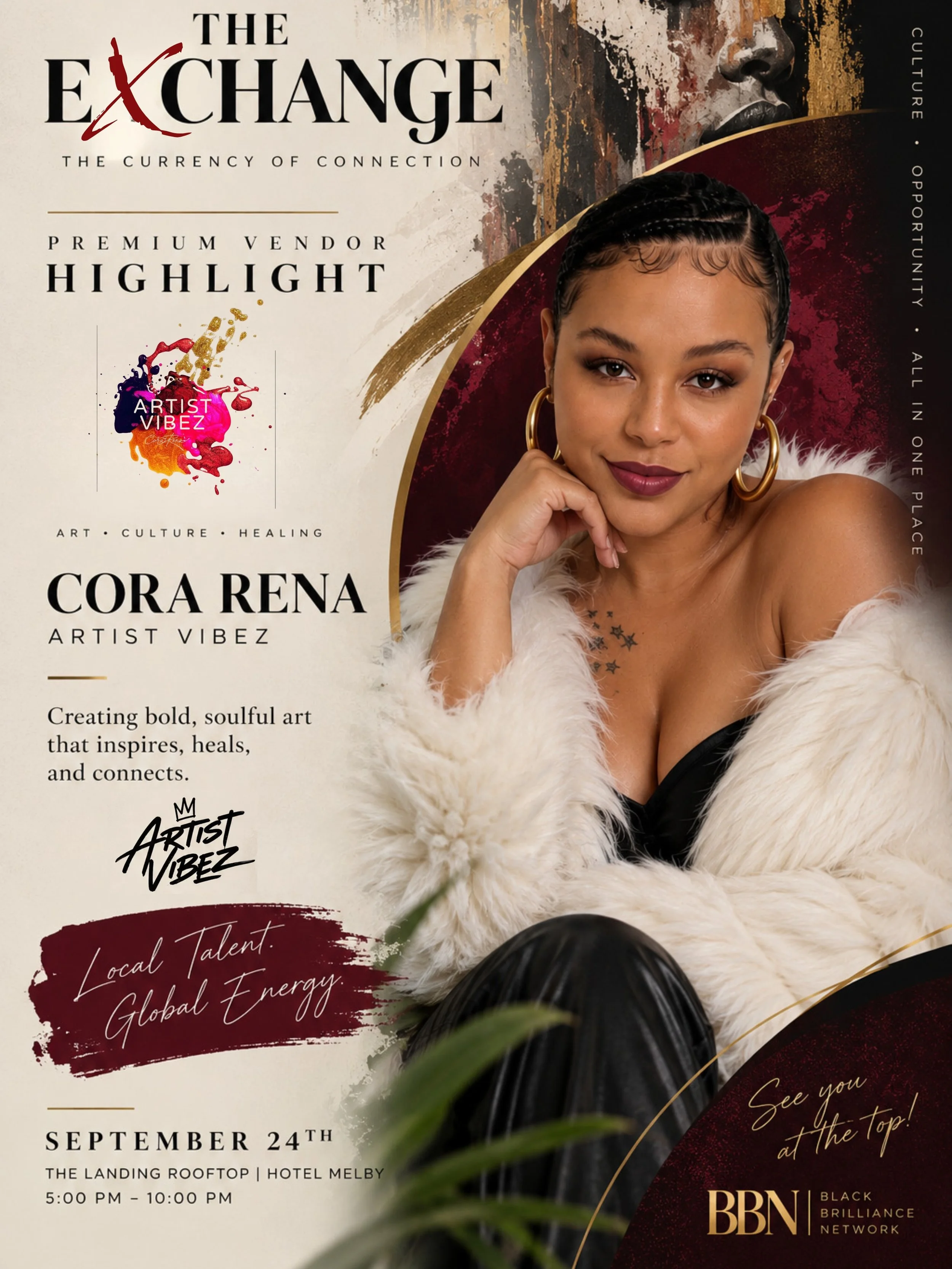 Some art you look at. Artist Vibes creates the kind you wanna reach out and touch. 🎨

Cora Rena through Artist Vibez, plays with texture, dimension, movement and unexpected materials to create pieces that feel alive. 
From flowing metallic details t