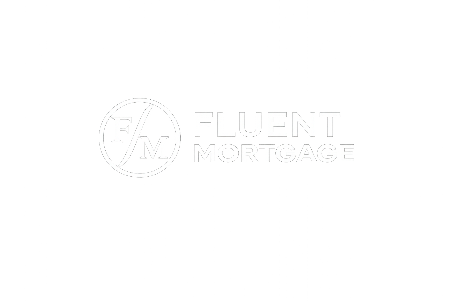 Fluent Mortgage logo with stylized 'F' and 'M' inside a circle, on a black background.