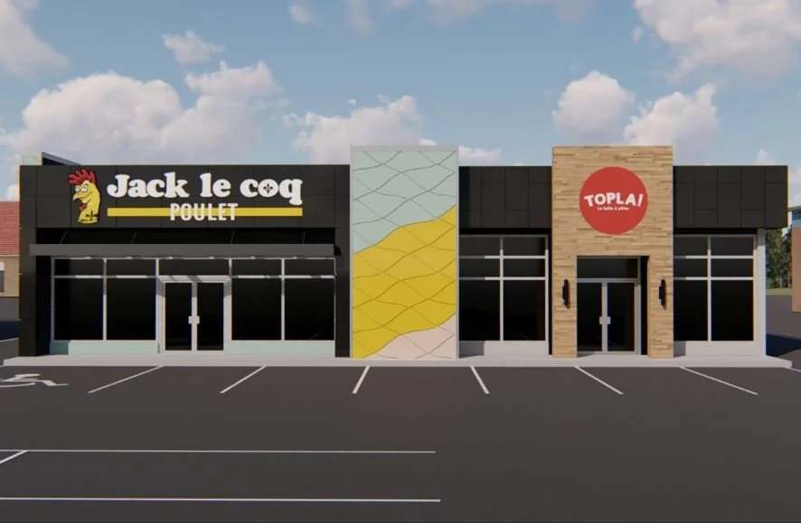 Construction en bois : Restaurants Topla! et Jack Le Coq  (Baie-Comeau)