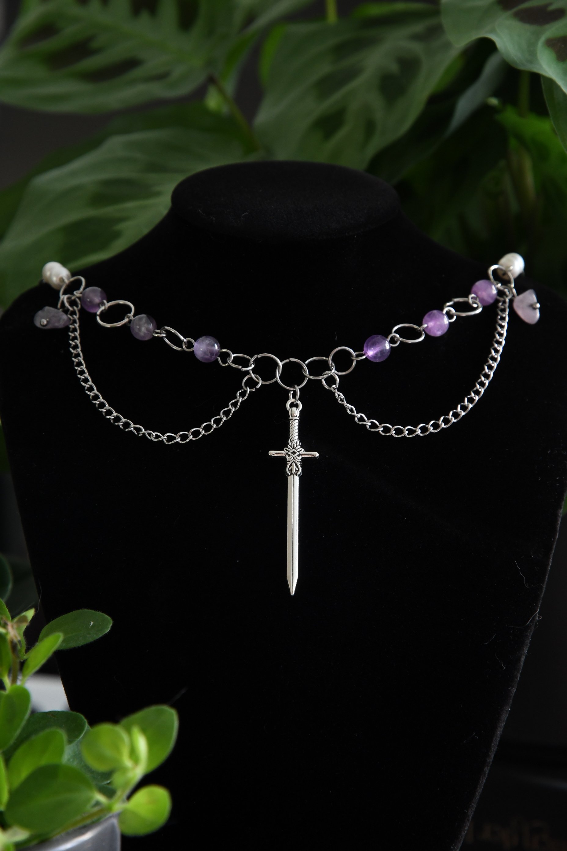 Amethyst Sword Necklace
