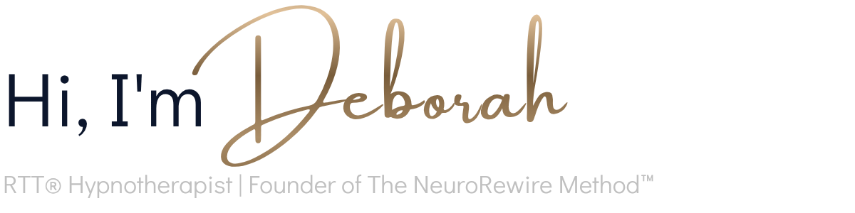 Text Graphic Reading: Deborah Belmonte, RTT® Hypnotherapist, Founder of The NeuroRewire Method™