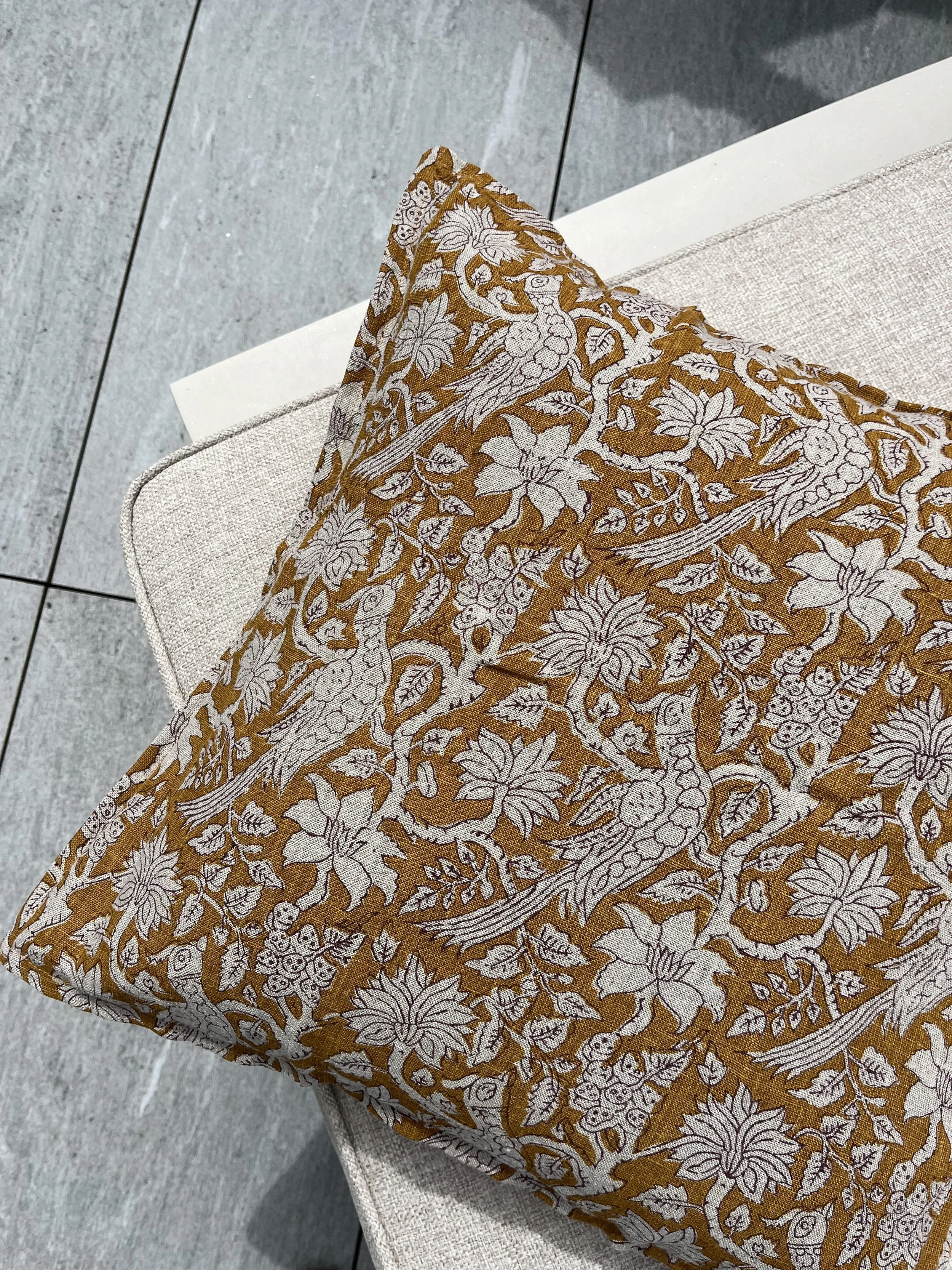 Housse de coussin lin Jaipur - coloris chamois