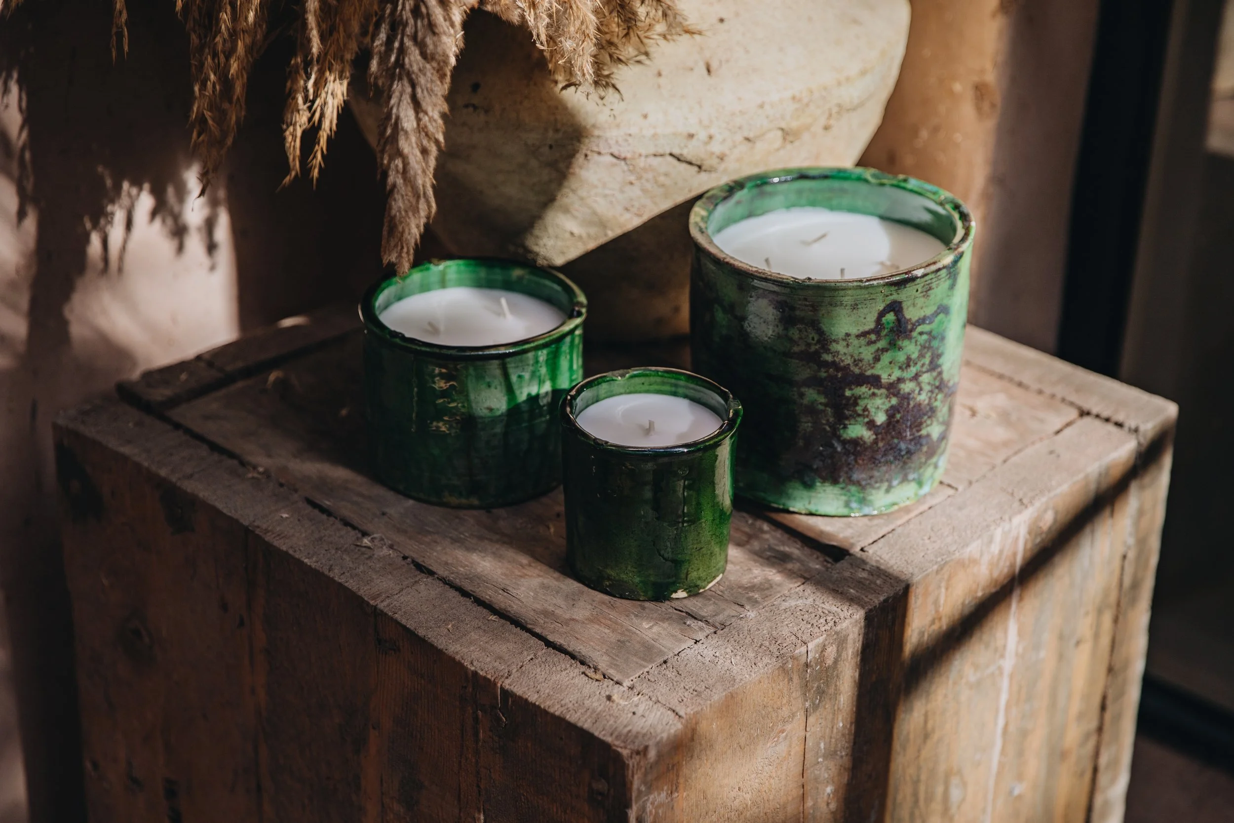 Bougie parfumée menthe & thé - céramique tamegroute verte