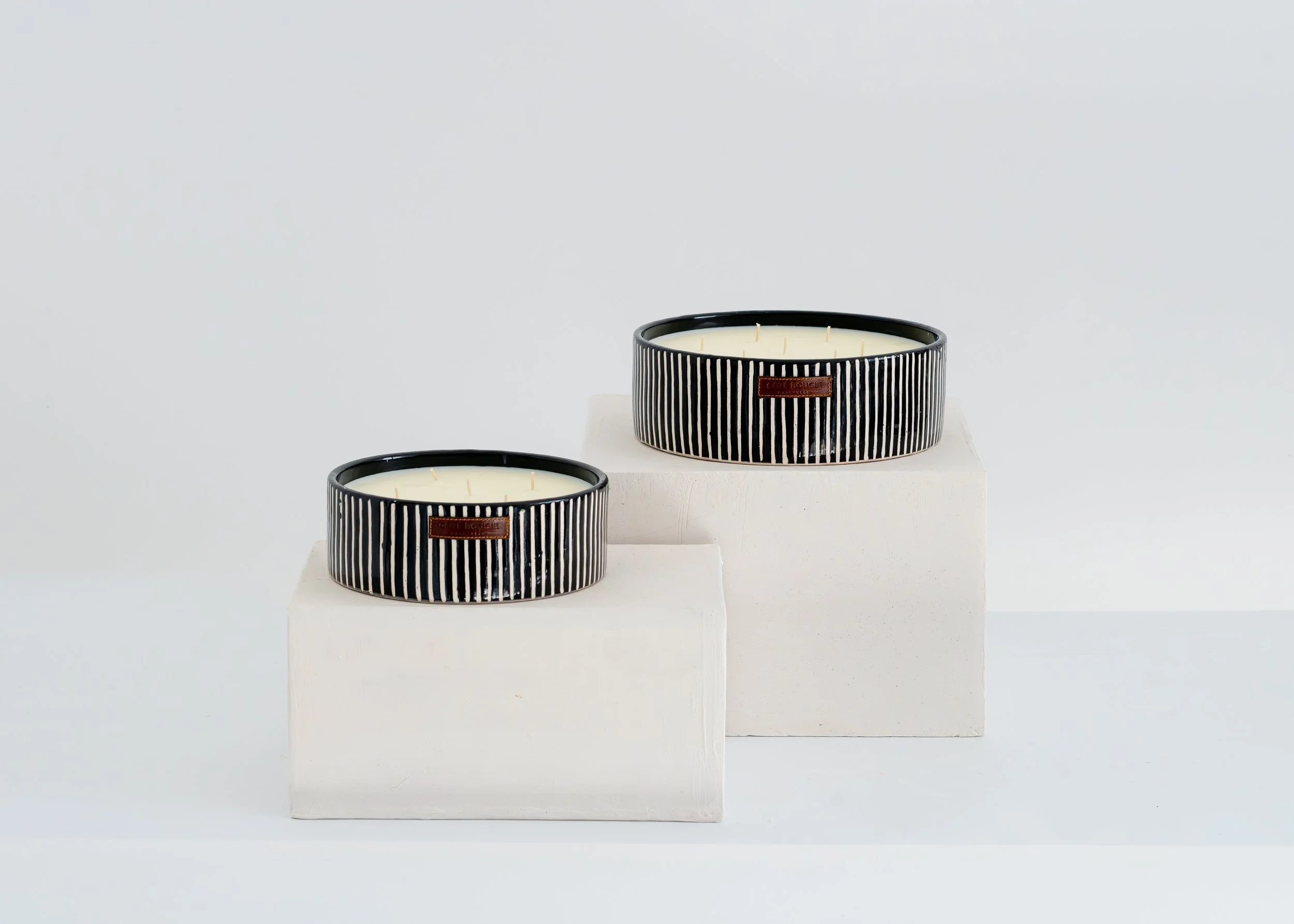 Bougie parfumée mandarine - plate zébrée