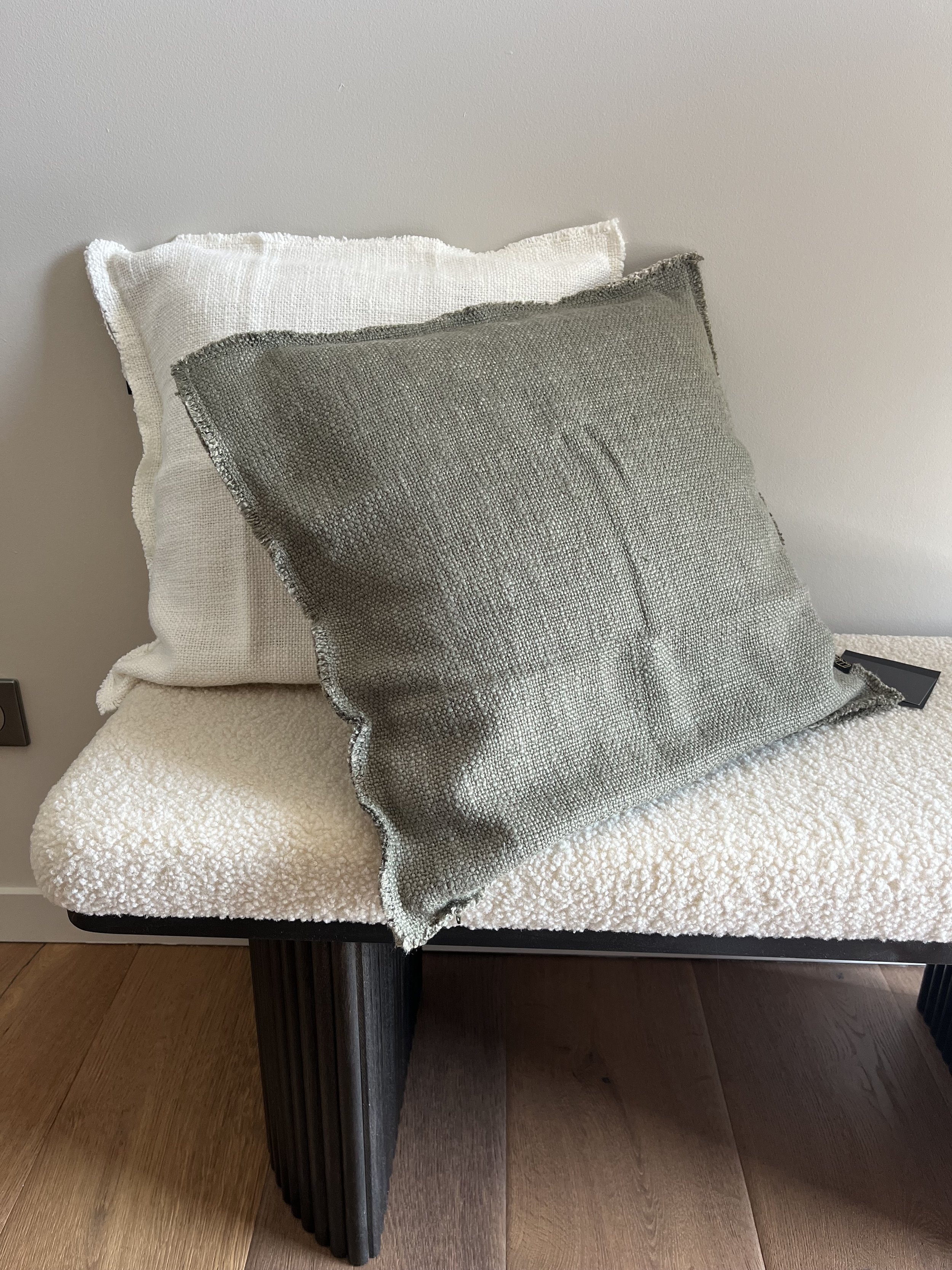 Housse de coussin en lin & coton - coloris kaki