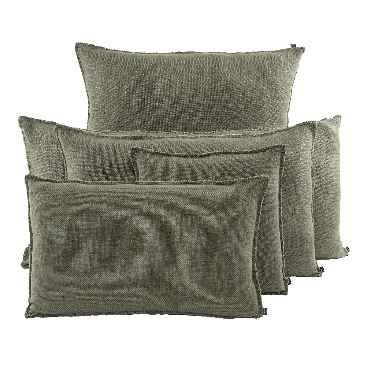 Housse de coussin en lin & coton - coloris kaki