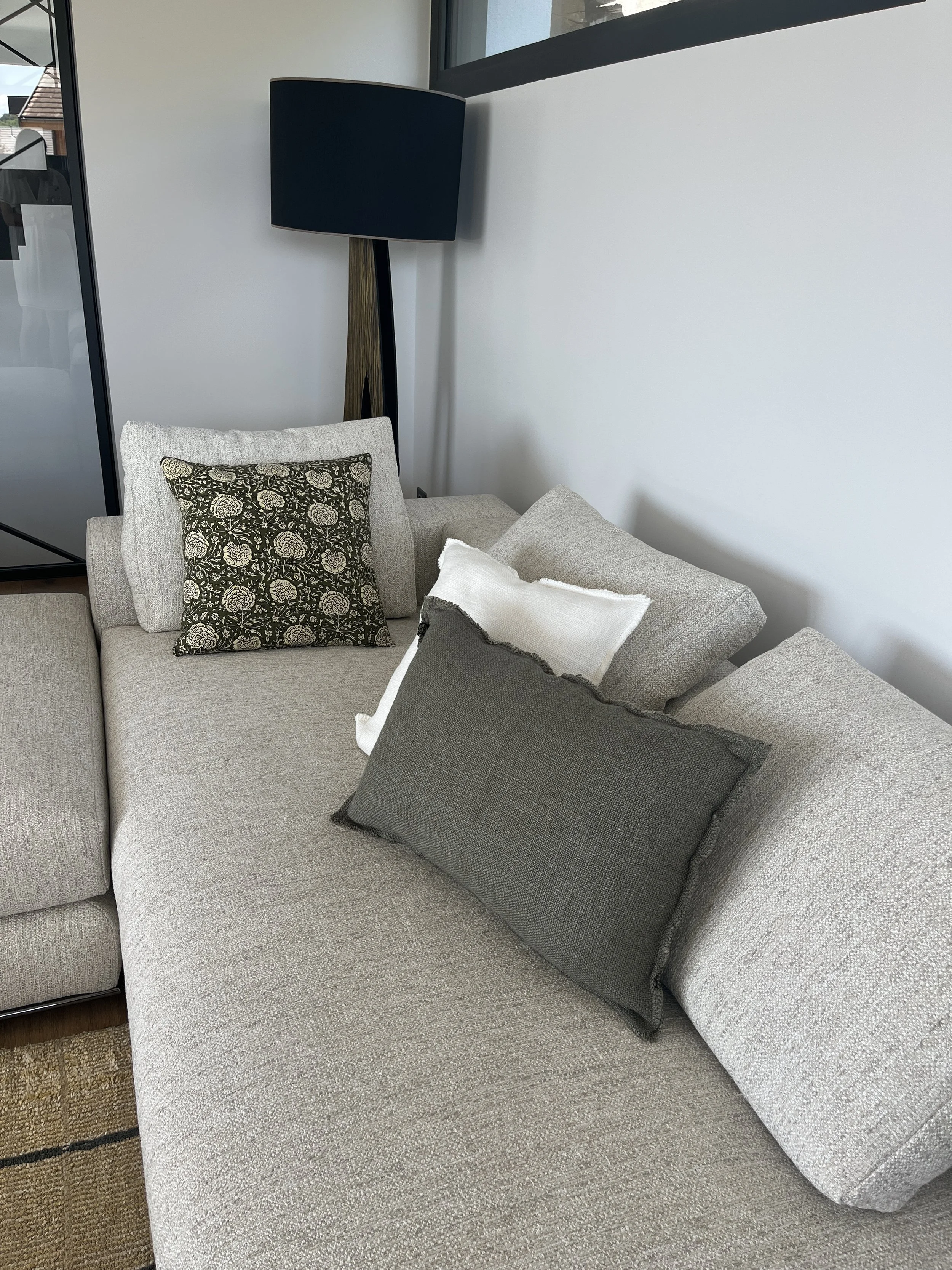 Housse de coussin en lin & coton - coloris kaki