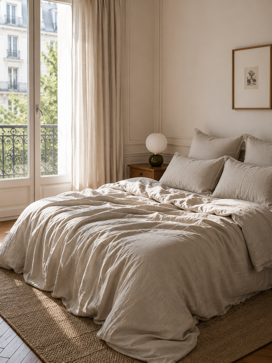 Parure de lit en gaze de coton - coloris lin
