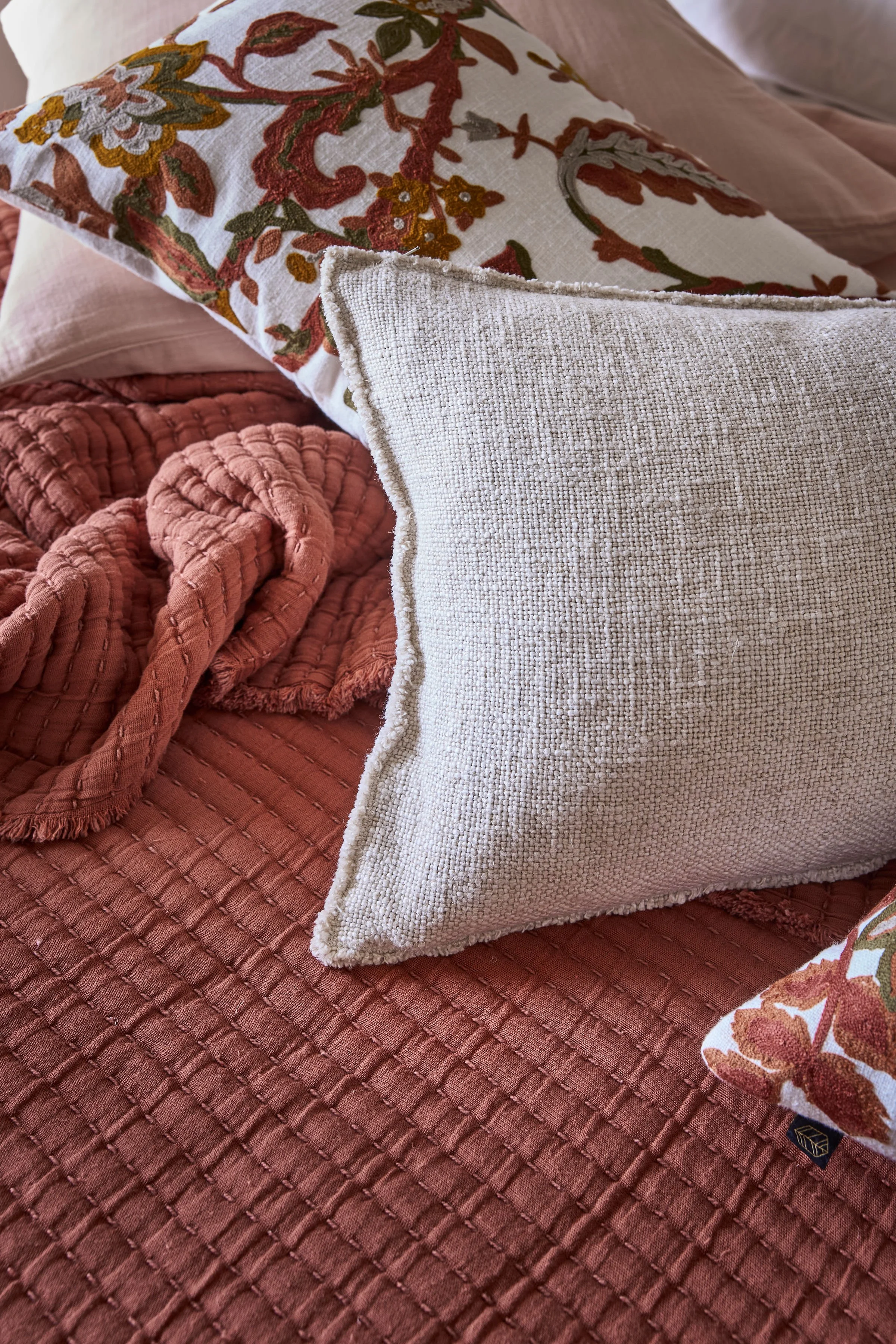 Housse de coussin en lin & coton - coloris naturel