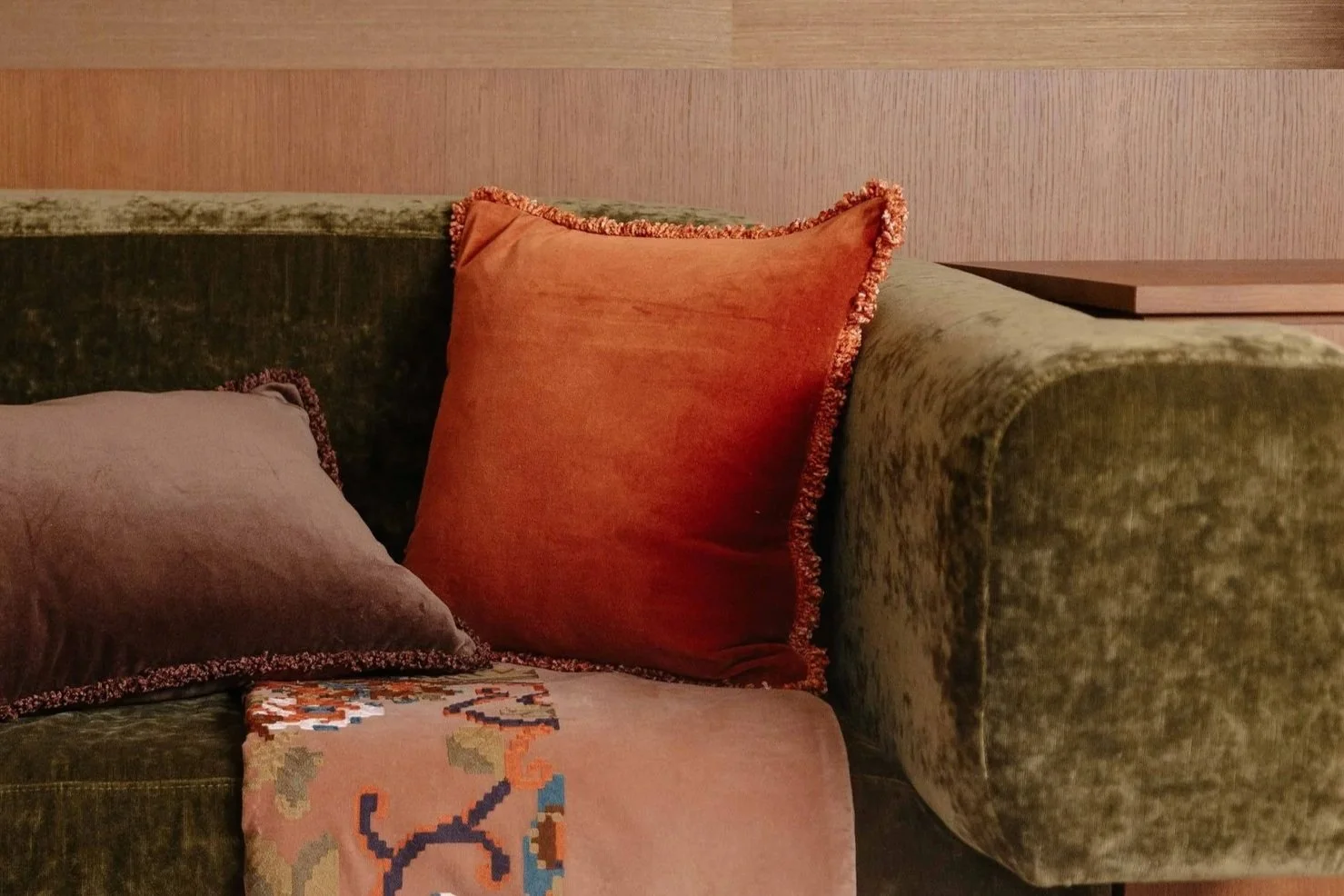 Housse de coussin Kobe – velours de coton - coloris brick
