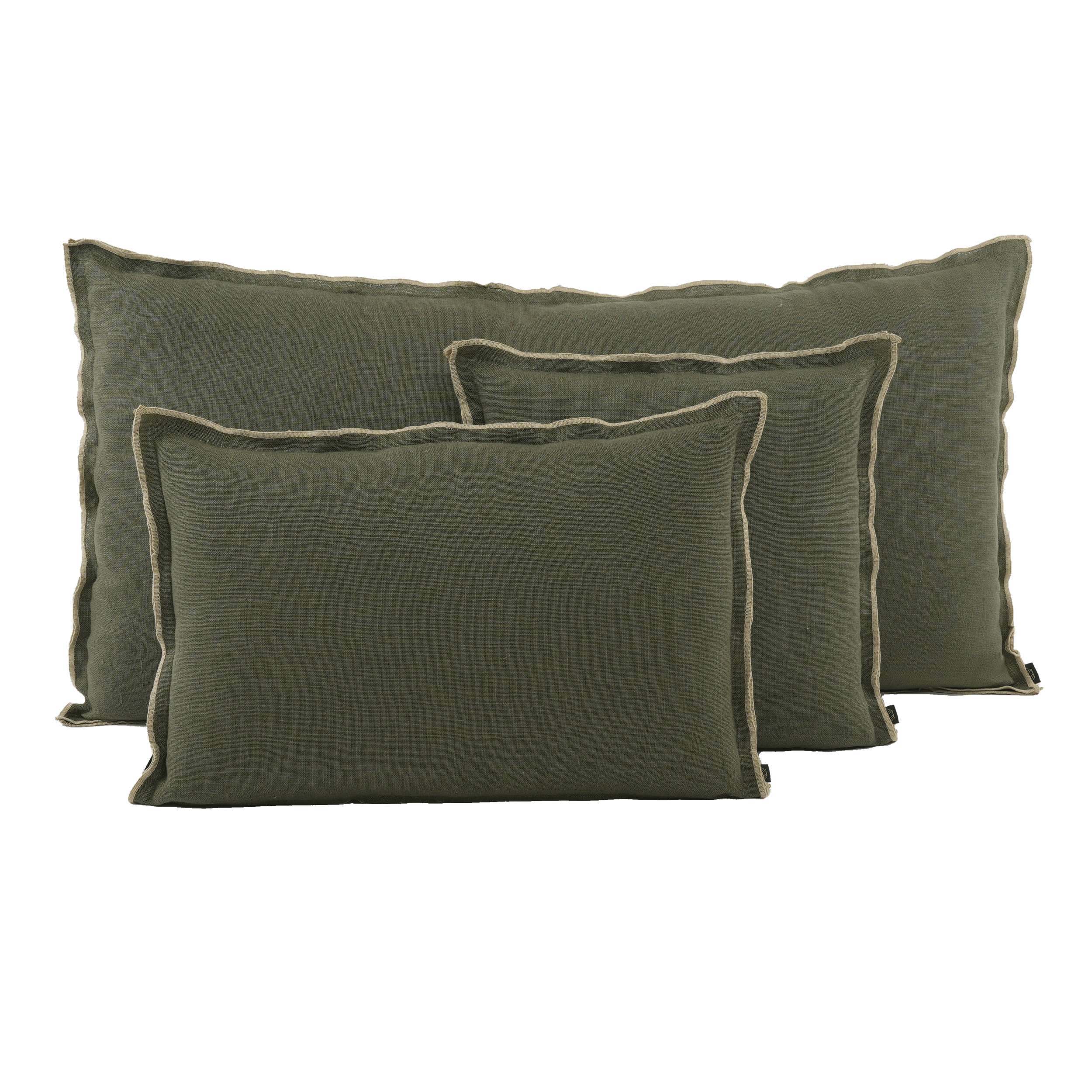 Housse de coussin lin - coloris kaki