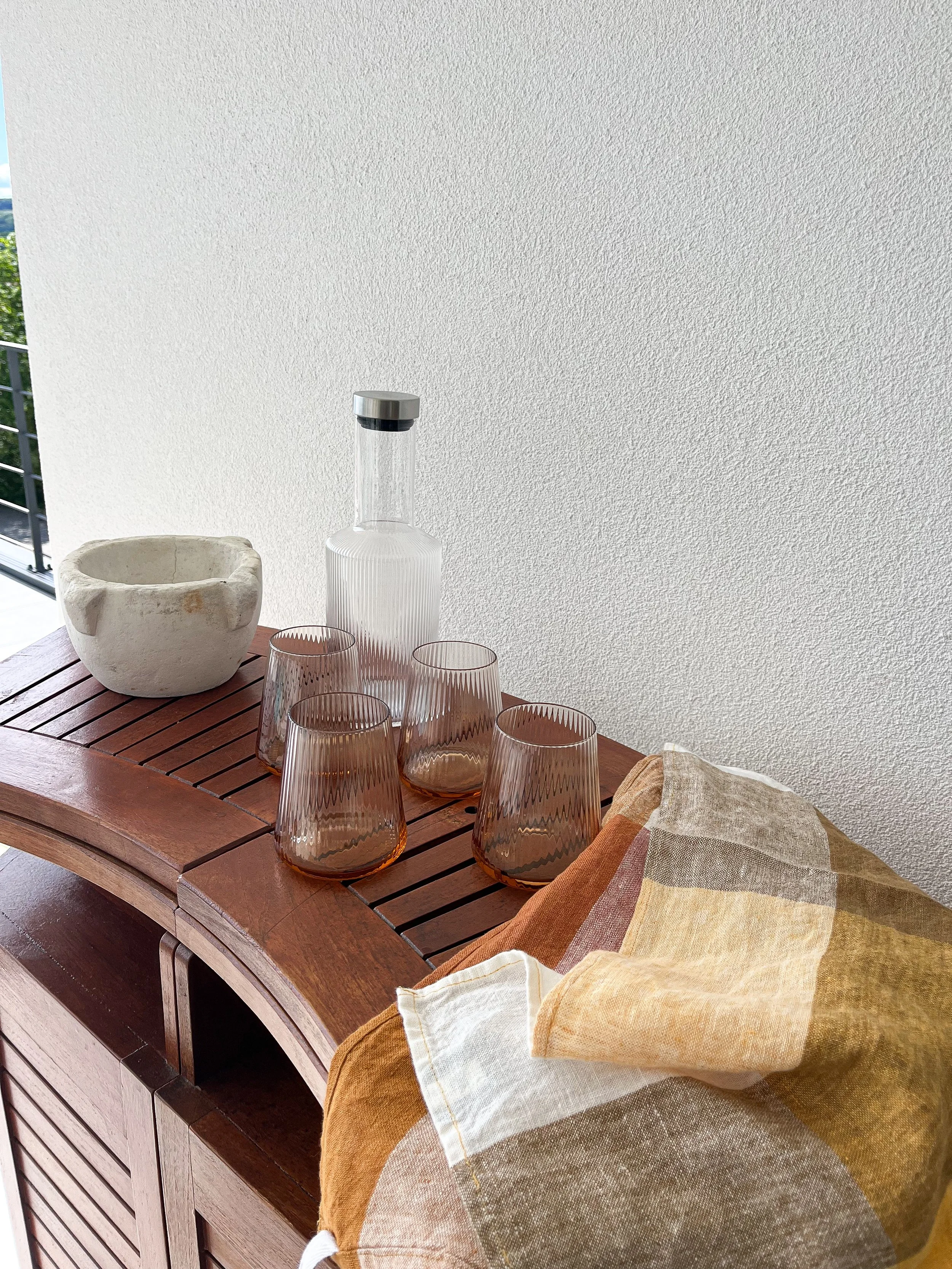 Verres striés - coloris ambré - lot de 4