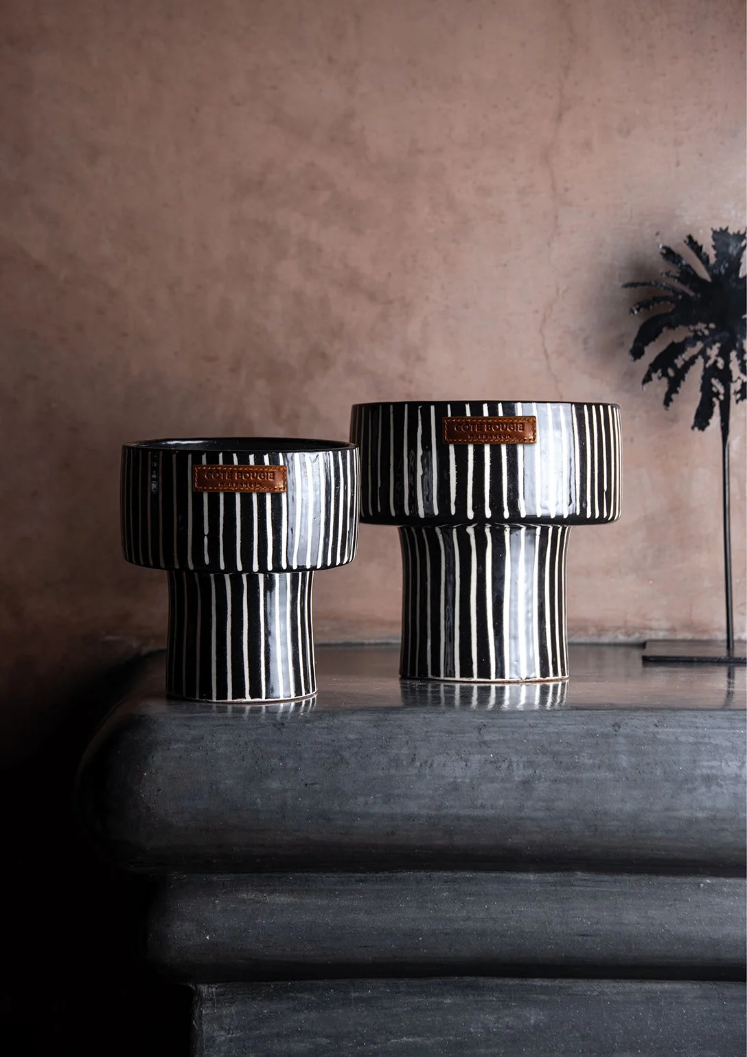 Bougie parfumée mandarine - coupe zébrée en céramique